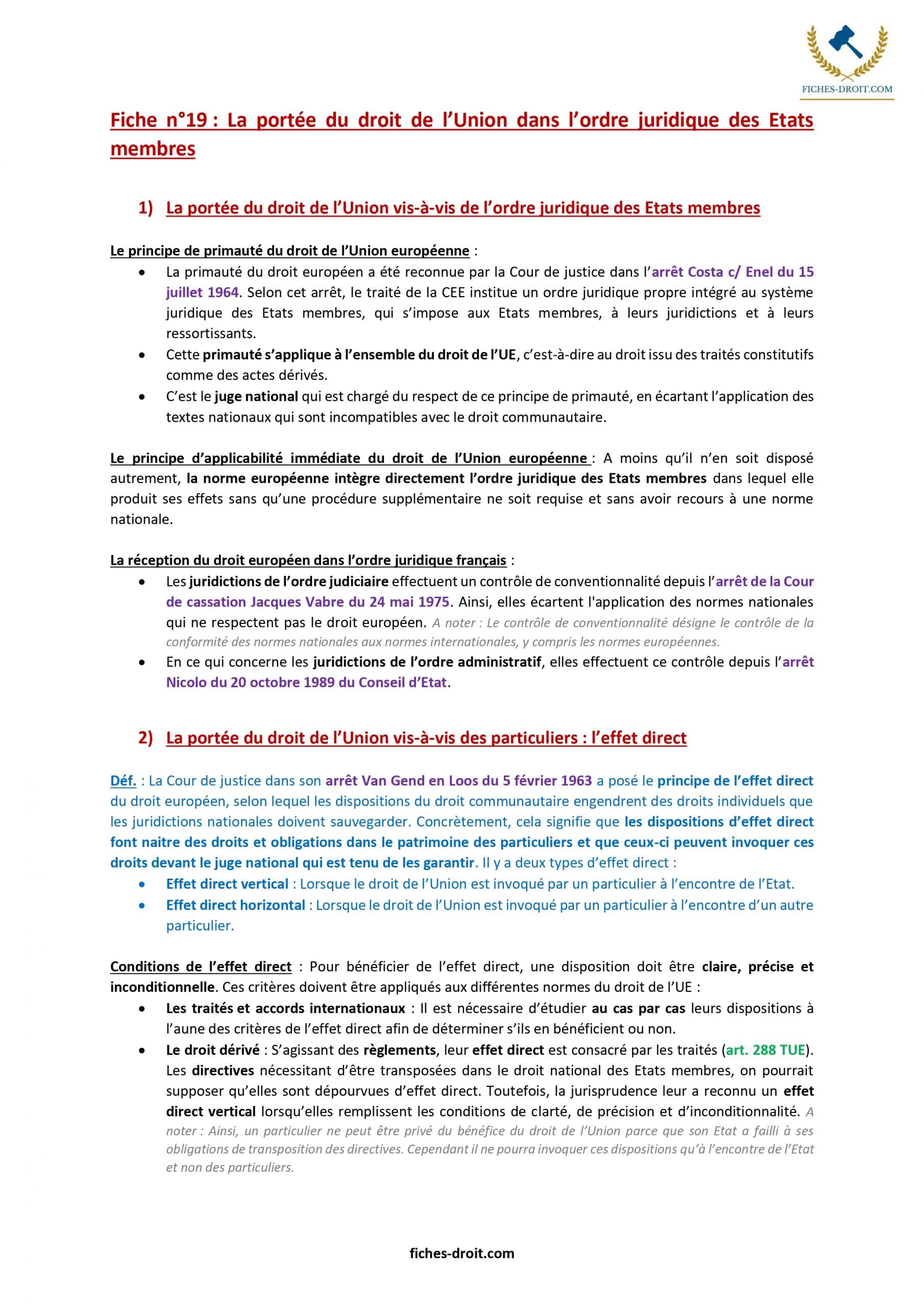 Fiche - La portée du droit de l’Union dans l’ordre juridique des Etats membres_page-0001